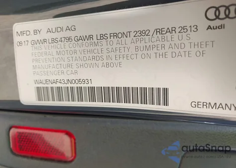 2018 Audi A4 2.0T Premium/2.0T Tech Premium from USA, damaged, VIN WAUENAF43JN005931